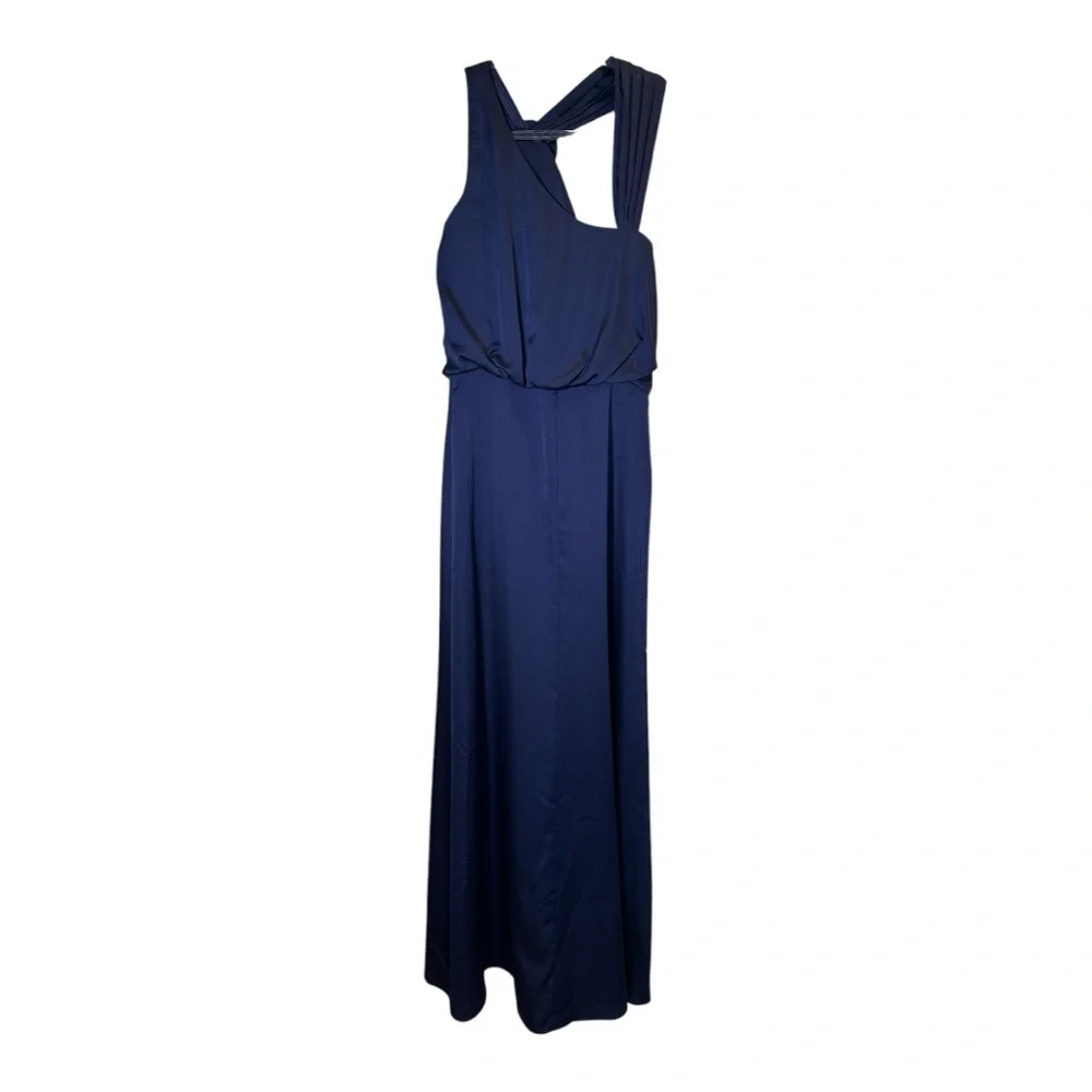 Max & Cleo Blue Halter Cocktail Gown - Picture 6 of 9